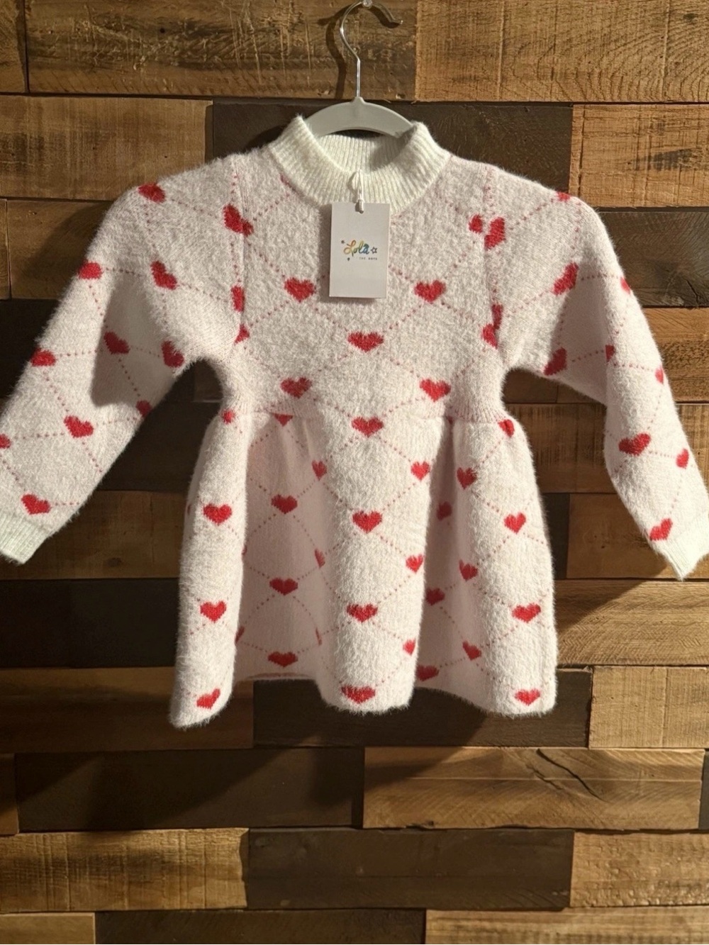 NWT Lola + The Boys Sweetheart Pink/Red Hearts Sweater Dress 3-4Y